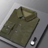 2022 brand solid corduroy pocket mens shirts for men clothing fi lg sleeve shirt luxury dr casual clothes 9047 a2Cv#