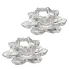 Candle Holders 2 Pcs Lotus Candlestick Wedding Decoration Candleholder Decorations Container Glass Decorative Crystal Exquisite