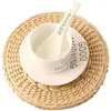 Table Mats Woven Placemats Handmade Rattan Round Pot Rack Straw Placemat Bowl Pad Tea Set Mat Insulation Durable Heat