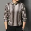 Smart Casual Full Hemden für Männer Slim Fit Formal Plain Shirt elastische Srtiped LG-Ärmel Tops weiche Büro Busin Kleidung Ropa x2Fc #