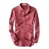 estate sottile plaid camicie da uomo rosso qualità Dr camicie Lg manica Cott lino Fi Camisa Masculina casual uomo camicie TS-224 I0TZ #