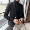 men Blazer Jacket Solid Color Chaqueta Hombre Lg Sleeve Costume New in Suits & Blazer Slim Fit Korean Style Male Clothing e6FW#