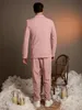 pink Men' s Suit 2 Pieces Blazer Pants Single Breasted Loose Tuxedo Jacket Peaked Lapel Busin Modern Wedding Groom Tailored N7df#