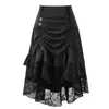 Gonne Costumi Steampunk Gonna gotica Pizzo Abbigliamento donna Volant alto basso Party Lolita Rosso medievale vittoriano punk pattinatore con bottoni sul davanti