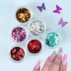 Polijsters 12boxen Holographische Schmetterling Nagel Pailletten Set Laser Silber Gold Flake Diy Maniküre Design Nail art Dekoration Zubehör Kits