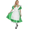 cosplay costume gloosy pvc läder peter pan krage franska piga dr lolita piga uniformer midi dr med ruffles vit apr w3mj#