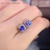 Orecchini a bottone in argento 925 alla moda, bellissimi gioielli da donna intarsiati con tanzanite naturale, accessori da sposa personalizzabili