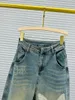 Kvinnors jeans europeiska varor Tunga borrning Sequined Daddy Women 2024 Spring High midja Slim Streetwear Loose Radish Baggy Pants