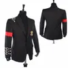 Rare classique MJ Michael Jacks BAD Jacket Boucle informelle Badge Costume Noir Punk Casual Blazer s1MJ #