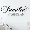 Stickers Portuguese Saying Words Decals"family where life begins and love never ends" Vinyl Lettering Wall Sticker For Home Decor LC1529