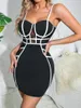 Vestidos casuais preto halter vestido com sutiã moda mulheres slim fit capa hip backless underwire verão básico magro saia de festa