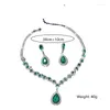 Комплект ожерелья и серег FYUAN, роскошный красный, зеленый, синий кристалл для женщин, подвеска в виде капли воды, свадебная невеста