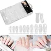False Nails Medium Length 100 Pieces Nail Boxed Clear Water Tube Paperless Holder With Scale Crystal On Stand