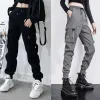 Pantalon cargo tactique noir pour femme Streetwear Fi Joggers Pantalon de survêtement Poches de haute qualité Pantalon à jambes larges Plus Taille 5XL H94O #