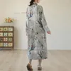 Etniska kläder 2024 Traditionell kinesisk vintage klänning Qipao National Flower Print Cheongsam Oriental Fleece fodrad