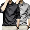 5xl Formal Dr High Quality Men's Lg Sleeve Shirt Autumn and Winter Pure White Silk Smooth Fi Busin Casual No Ir X6DH#