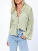 Women's Blouses Women Casual Blouse Solid Long Sleeve Button Down V Neck Open Front Lapel Shirt Tops Loose Fit Streetwear