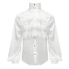 Mittelalterliche Herrenhemden Renaissance Vintage Verband Viktorianische Rüschen Gothic Männliche Bluse Tops Bräutigam Casual Cosplay Kostüm 2023 E30L #