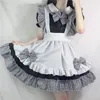 Anime çizgio cosplay kostümleri Japon kwaii hizmetçi iç çamaşırı dr goth kıyafetleri kadınlar punk gotik lolita hizmetçi kıyafetleri siyah beyaz g6v9#