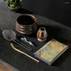 Set da tè Strumento Frusta giapponese Kit regalo fatto a mano Set per la casa pulito Facile 4-7 pezzi/set Cerimonia Paletta Stand Ciotola Accessorio Matcha tradizionale