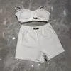 Женская мода, классический модный роскошный дизайнерский тканевый летний весенний белый черный многослойный жилет на подтяжках с шортами, комплект мм