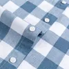 England Style Plaid randig Cott Shirts Single Patch Pocket LG Sleeve Standard-Fit Butt-Down Men's Casual Checkered Shirt 53MQ#