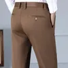 Männer Hosen 2024 Herbst Braune Hosen Klassische Hohe Taille Twill Regelmäßige Gerade Business Büro Casual Marke Männliche Kleidung