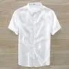 Suehaiwe's merk korte mouw zomer linnen overhemd mannen fi casual turn-down kraag effen wit overhemd heren camisa masculina v0sM #