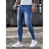 Jean Slim extensible pour hommes, bleu, couleur unie, élastique, classique, Slim Fi, pantalon en Denim, Streetwear, e510 #, nouvelle collection 2023