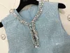 Spring New Women's Fashion French French Celebrity Small Fragrant Round Neck Sequin Hollow Out Sans manches robe courte