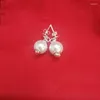 Orecchini a bottone di alta qualità spagnolo originale moda galvanica argento 925 perno orecchio bianco perla elegante regalo di gioielli