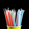 Tasses jetables pailles colorées coude matériel jus boisson lait thé distributeurs de verre pour les fêtes couverture de remplacement