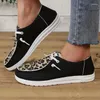 Casual Shoes 2024 For Women Lace Up Women's Vulcanize Fashion Leopard Print Round Head bekvämt