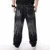 Übergroße lose Jeans Männer Denim breite Beinhosen gerade Baggy Harem Streetwear Hip Hop Marke schwarze Hose große Größe 30 - 46 06YH #