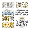 Window Stickers 3D UV DTF Transfer Sticker Flower för 16oz Libbey Glasses Wraps Cup Can DIY Waterproof Easy D6722