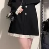 Arbeitskleider Adrette Koreanische Zweiteilige Sets Damenbekleidung Langarm Crop Coat Hohe Taille A-Linie Rock Outfits Mode Tunika Süß