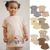 T-shirts Kinderkleding Meisjes KS Merk 2023 Nieuwe Zomer Jongens T-shirt + Shorts Cherry Cartoon Print Korte Mouw Tops Katoenen Baby outfit Set24328