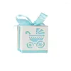 Wrap prezent 50PCS Baby Carriage Laser Cut Favors Difts Box Chrzest puste cukierki z wstążką