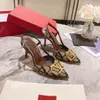 Designer Sandals High Heels äkta läder för kvinnors skor 6cm 8cm 10cm sommar lyxiga plattskivor damer strand sandal party oran skor med dammväska 35-44