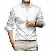 2024 High Quality Stretch Anti-Wrinkle Men Shirts Lg Sleeve Dr Shirts Male Slim Social Busin Blouse Solid Color Shirt K5jt#