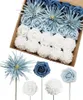 Flores decorativas mefier casa artificial empoeirado azul combinação casamento para buquês diy peças centrais arranjos florais