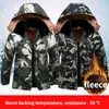 Jaquetas masculinas Overcoat Inverno Homens 2024 Camuflagem Ao Ar Livre Exército Grosso Lã Aquecida Jaqueta Pesada Militar Acolchoada com Chapéus Windbreaker Frio