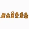 Sculptures Feng Shui Ensemble de 6 résines 2 '' Bouddha riant Figurines de lingot d'or Décoration de la maison Cadeau