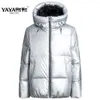 Yaya Winter Men's Stand Collar Puffy Shinning Tela Abrigo Parejas Estilo 90% Pato Blanco Abajo Chaqueta Cortavientos Casual Cálido Outwear S07O #