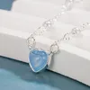 Ciondoli KOFSAC Collana a cuore azzurro in cristallo per ragazza Regalo di compleanno Romantico S925 Gioielli in argento Moda Perla Catena clavicolare