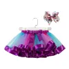 15 Colors Baby Girls Tutu Dress Candy Rainbow Color Mesh Kids skirts + bow barrettes 2pcs/set kids holidays Dance Dresses Tutus clothes LL