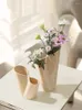 Jarrones Jarrón de cerámica de estilo europeo, decoración creativa de mesa, arte moderno, diseño de flores, decoración geométrica nórdica para sala de estar