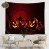 Tapissries Castle Crow Pumpkin Lantern Tapestry Halloween Heminredning Vägg hängande trolldom Gotisk dekoration Bakgrundsduk