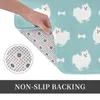 Badmatten Leuke Witte Pommeren Hond Mat Blauw Waterdicht Toilet Voor Douche Thuis Ingang Anti Slip Voet Badkamer Accessoires