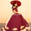 Robes médiévales mexicaines Charro Quinceanera avec appliques, épaules dénudées, robes De XV 15 ans, robes de fête d'anniversaire, Corset à lacets, robe douce 16 avec nœud, 2024